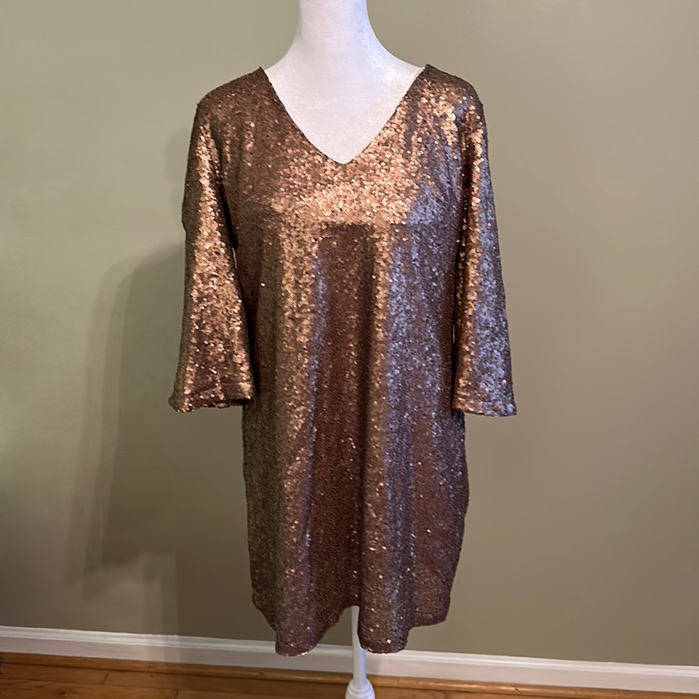 Gold sequin dress
